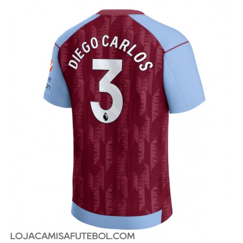 Camisa de Futebol Aston Villa Diego Carlos #3 Equipamento Principal 2023-24 Manga Curta